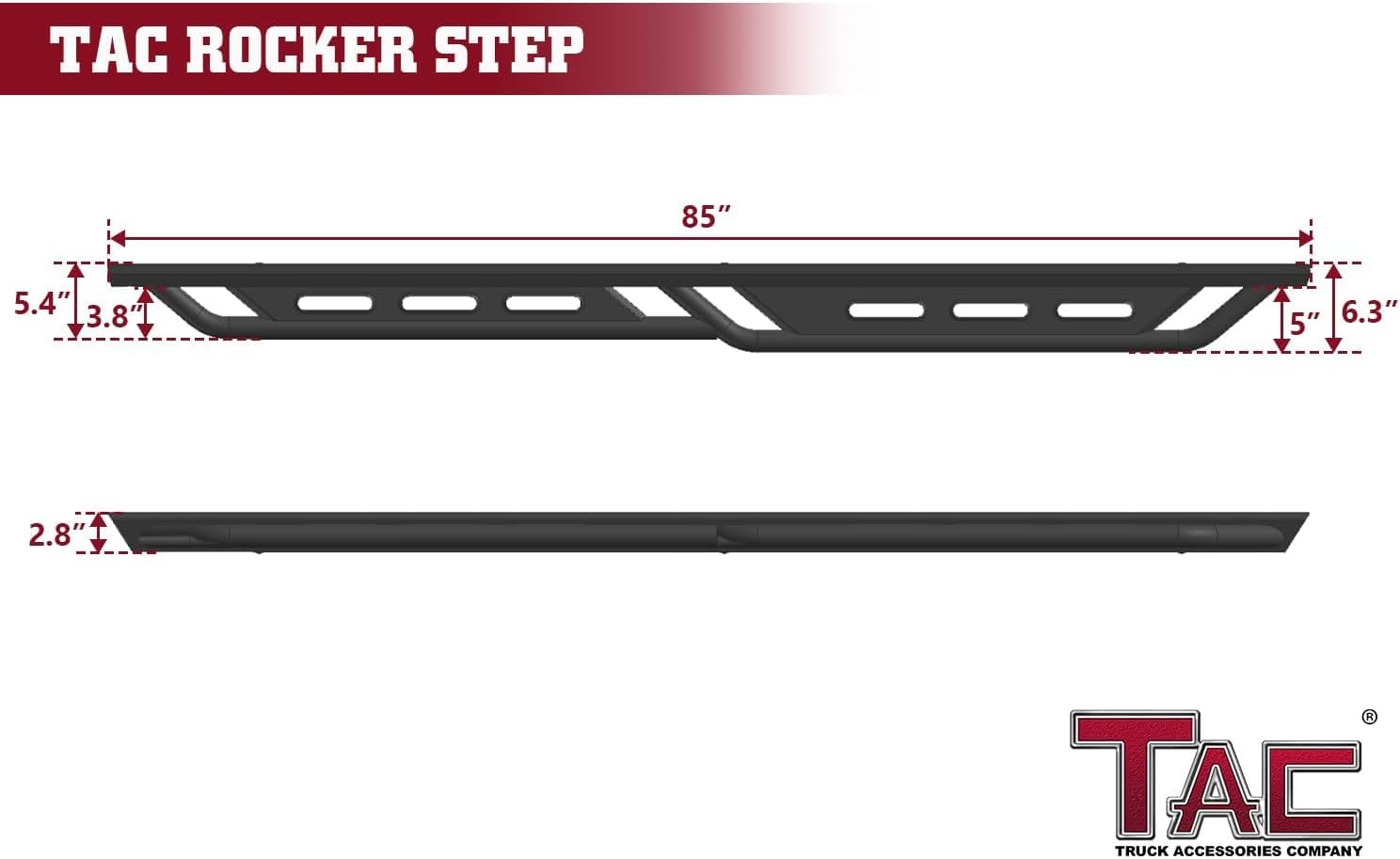 TAC Running Boards Compatible with 2019-2026 Ram 1500 Crew Cab (Exclude 2019-2024 Ram 1500 Classic)| Rocker Steps| Side Steps| Nerf Bars| Rocker Slider| Pickup Truck Off-Road Accessories (2pcs)