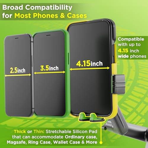 Image of Cell Phone Mount for Truck Phone Holder for Truck Drivers - Heavy Duty Suction Cup, iPhone Holder for Dashboard Window 16.9 inch Long, for iPhone & Samsung, Semi Trucker, Green