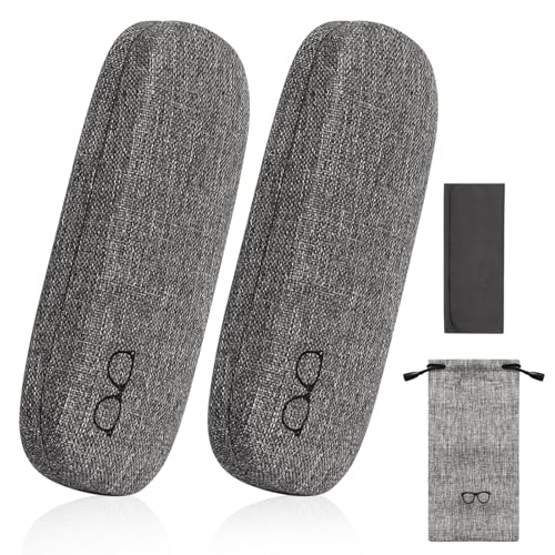 Image of Glasses Case Hard Shell Eyeglass Case with Cleaning Cloth Unisex Reading Hard Glasses Cases for Women Men