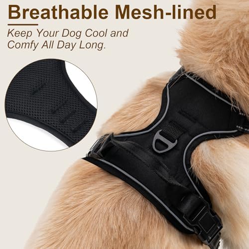 Yintrest No Pull Dog Harness, Adjustable Reflective Front Clip Pet Vest with Easy Control Handle for Medium Large Dogs (Pink,M) - 4
