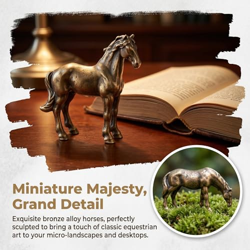 4 Piezas Estatuas de Ponis en Aleación de Cobre y Latón miniatura 6