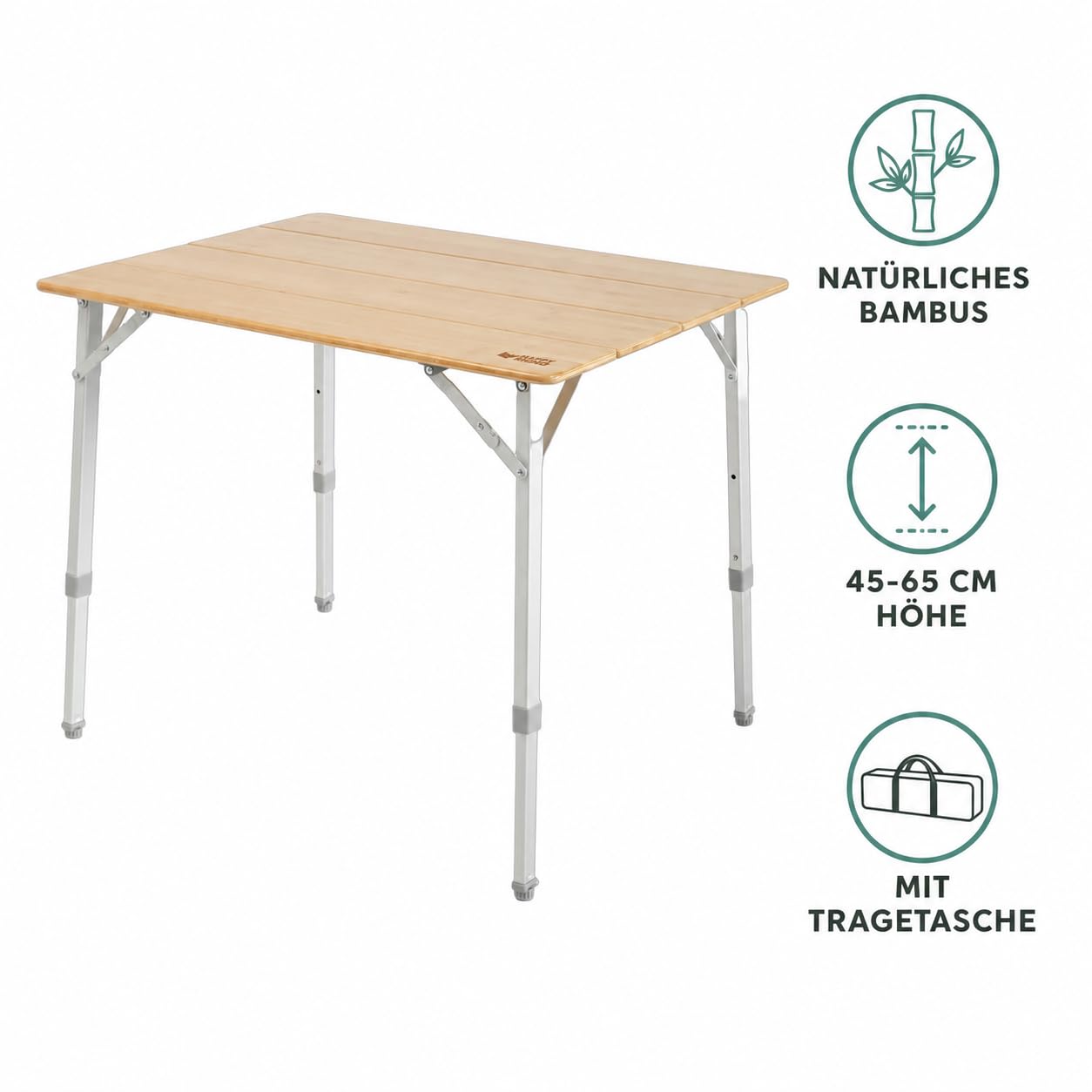 Happy Rhino - Klapptisch Lorentz Bambus - Campingtisch - Faltbar - Gartentisch - Braun - 80x60 cm