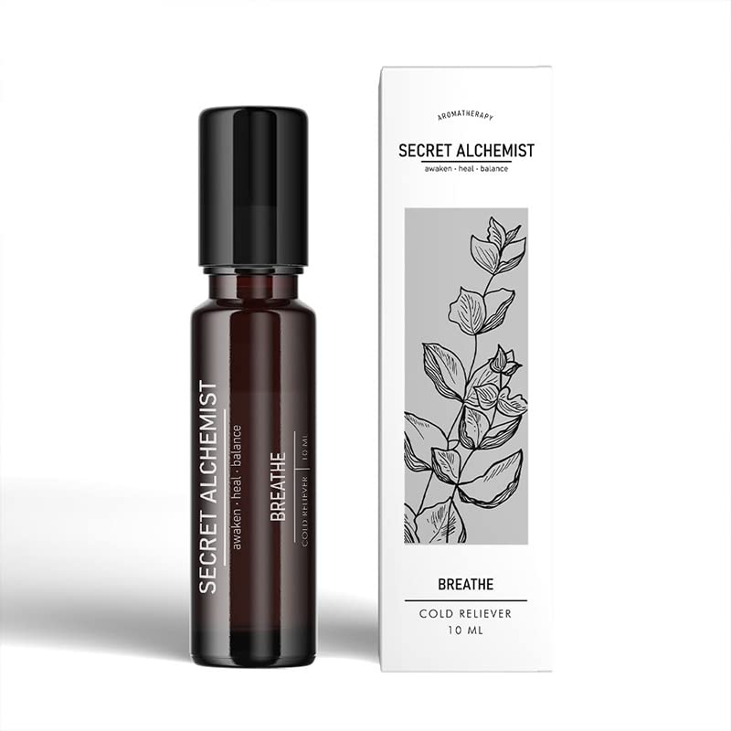 Secret AlchemistBreathe Cold Reliever RollOn Oil| Clears Blocked nose & Sinus Concerns|100% Pure Essential Oils| Contains Eucalyptus Oil & Black Pepper (Pack of 1-10ml)