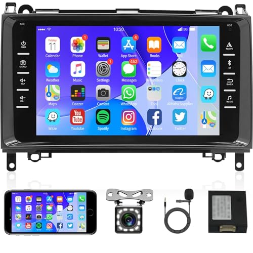 1️⃣【Android 10.0 Touchscreen Autoradio 2 Din Mercedes Benz】Veicoli compatibili: Mercedes Benz Classe A W169 A150/A160/A170/A180/A200 (2004-2012), Mercedes Benz Classe B W245 B160/B170/B180/B200 (2004-2012), Mercedes Benz Classe V W639: Mercedes Benz Vito e Mercedes Benz Viano (2006-2014), Mercedes Benz W906 Sprinter: Mercedes Benz Sprinter 2500 (2006-2012) e Mercedes Benz Sprinter 3000 (2006-2012), per Volkswagen Crafter dal 2006. 8 pollici 2,5 D HD 1080P Autoradio con CANBUS.