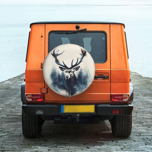Image of Deer Spare Tire Cover Wheel Protectors Weatherproof Deer Pattern Wheel Covers Universal Fit for Trailer RV SUV Truck Camper Travel Trailers Accessories 16 Inch