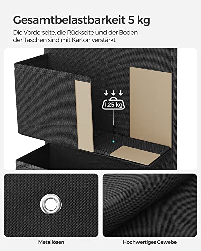 SONGMICS Hängeorganizer mit 4 Taschen, Hängeregal, Kleiderschrank-Organizer, Hängeaufbewahrung, Tür-Organizer, Schlafzimmer Wohnzimmer… – Ansicht 6