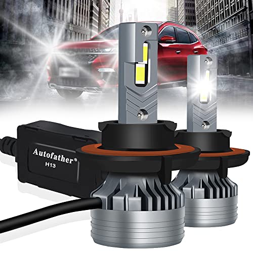 Autofather H13 9008 LED Headlight Bulbs Conversion Kit Hi/Lo Dual Beam fit for Ford F150 2003-2014 F-250 F-350 Super Duty 2005-2018, 20000LM 6500K Cool White Light LED Headlamps, Plug & Play, 2Pcs