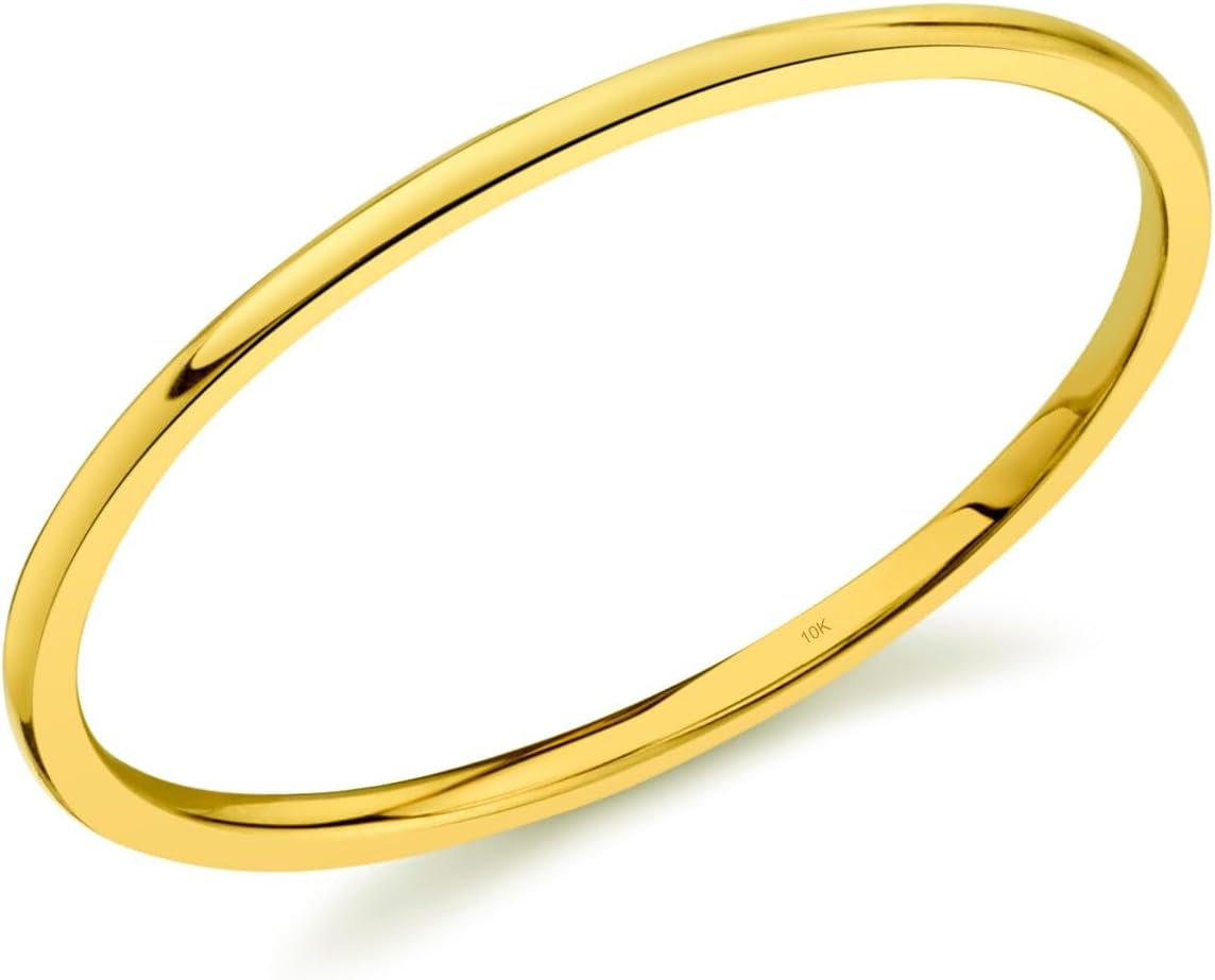 10k Gold Dainty, Thin 1mm Plain Minimalistic Band Ring