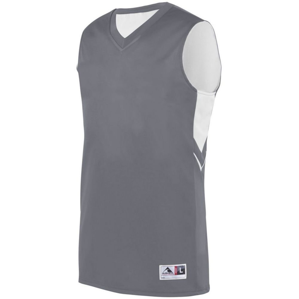 Augusta Sports Youth Alley-OOP Reversible Jersey, Graphite/White, Medium