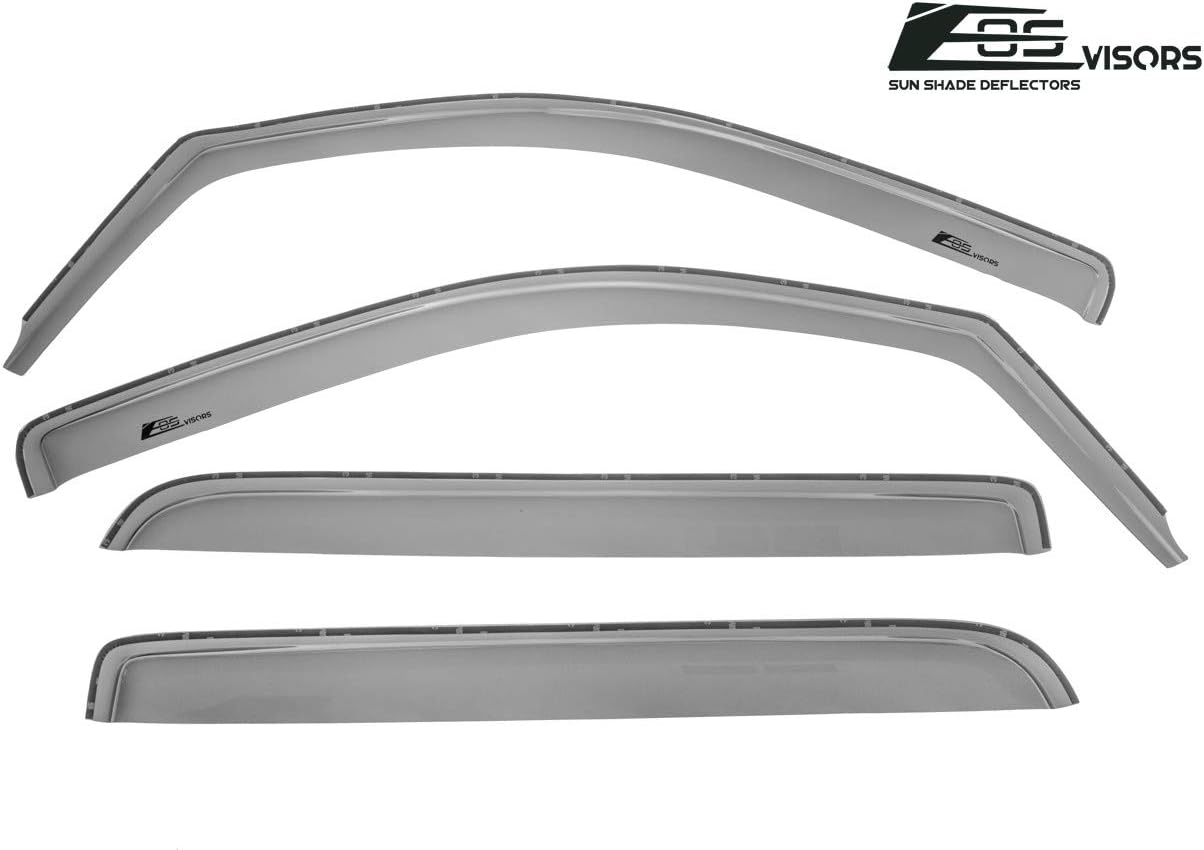 Fits All 2014-2018 Chevrolet Silverado 1500 Crew Cab Models | EOS Visors in-Channel Style Smoke Tinted Side Vents Window Deflectors Rain Guards