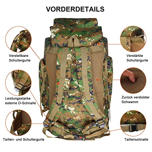 Foto von Kabxhueo Groß Rucksack 60L-80L Wanderrucksack Wasserdicht für Herren & Damen – Reiserucksack, Notfallrucksack, Trekkingrucksack für Survival, Wandern, Camping, Angel & Reise (Backpacker Rucksack)