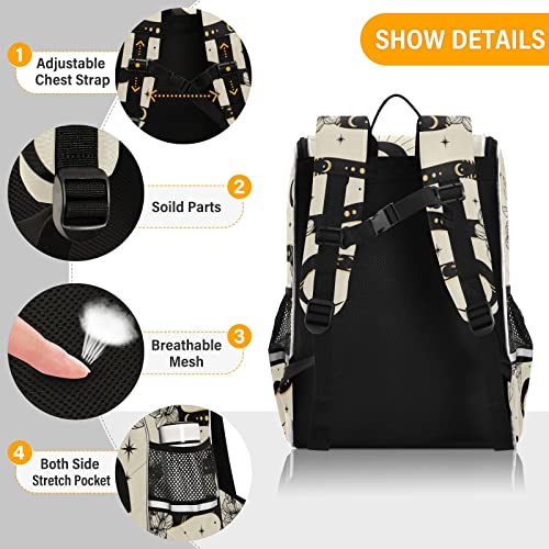 AIXIWAWA School Backpack (Boho Snake Floral), Large Capacity Causal Daypack with Bottle Pockets Reflective Strips for Boys Girls Adults 12.2 x 7.87 x 16.14 inches2