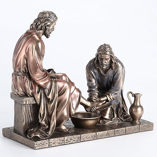 Escultura Jesús Lavando los Pies de Su Discípulo miniatura 4
