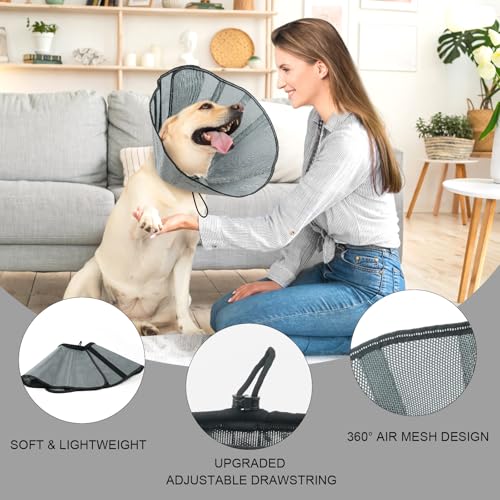 Soft Dog Cone Collar for Extra Large Dogs, Dog Cone Alternative After Surgery, Adjustable Protective Pet Recovery Collar, Lightweight Rounded Collar to Stop Licking - Thumbnail 3
