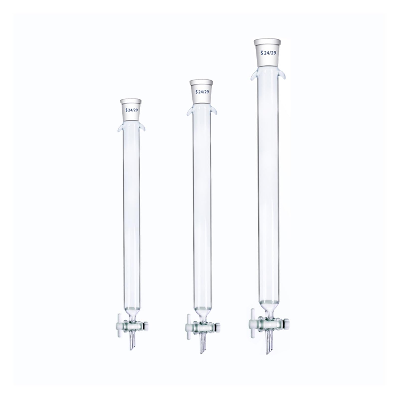 Colonne de chromatographie à noyau de sable en verre de laboratoire 24# avec embouchure standard et piston TPFE 16 22 30 40 * 200 300 400mm(16x300mm- caliber24)