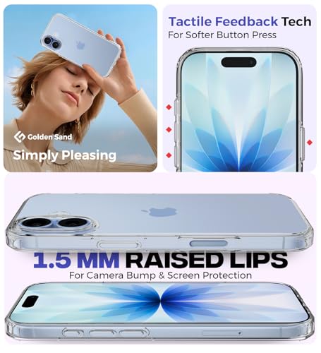 Image of Golden Sand Ice Crystal Back Cover Case for iPhone 17 5G - Transparent, Slim Fit, Military-Grade Drop Protection, Raised Lips, Anti-Scratch (Clear, TPU+PC)