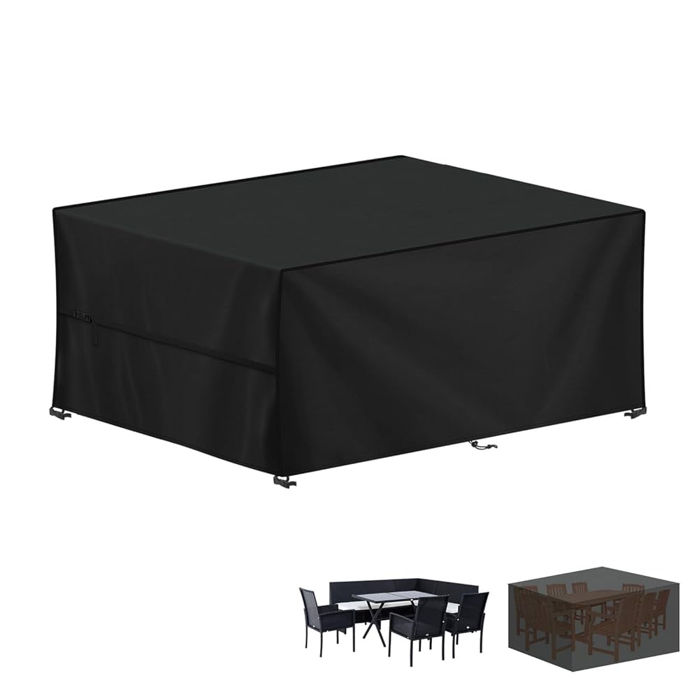 Copertura Tavolo Giardino Velway 180x120cm - Telo Impermeabile Antivento Grigio