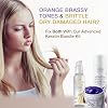 Vitamins Keratin Hair Serum, Blue Hair Mask, and Anti-Brass Deep Conditioner Kit - Gloss Boost for Bleached, Blonde, Platinum, Silver, Gray, Dry, Damaged Hair