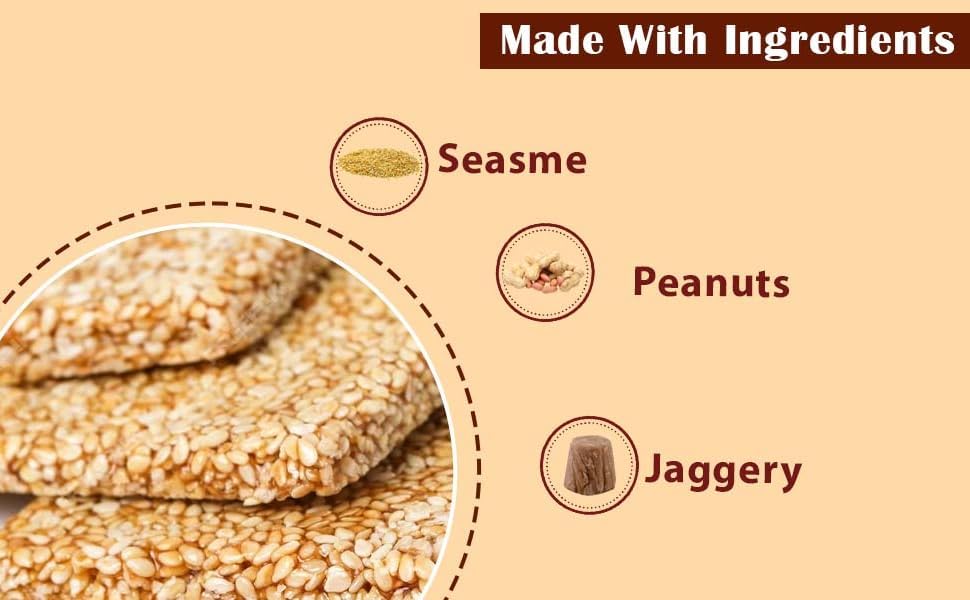 Image of Season's Edition Sesame Til Chikki with Rajgira -200 gm | Nutritious High Protien Sesame Jaggery Sweets, Supports Digestion | Energy Gajak with Peanuts, Rajgira for Winter | No Added Preservatives, Colours