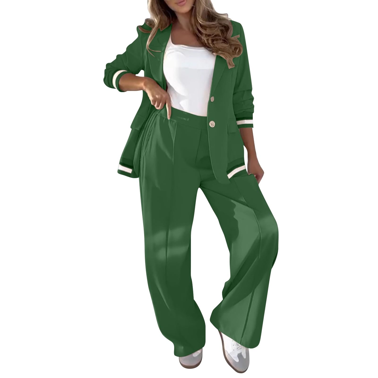 Generico Vestido de mujer elegante conjunto trabajo con solapas y botones Slim Fit conjunto casual talla grande de pantalones chaqueta ropa ligera para oficina ocasiones formales y negocios