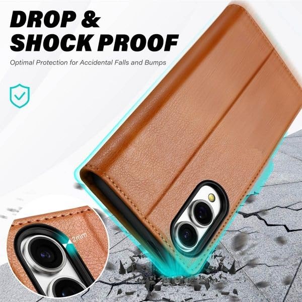 Image of WHITBULL Royal Leather Magnetic Flip case Compatible with Samsung Galaxy S25 Edge 5G Brown