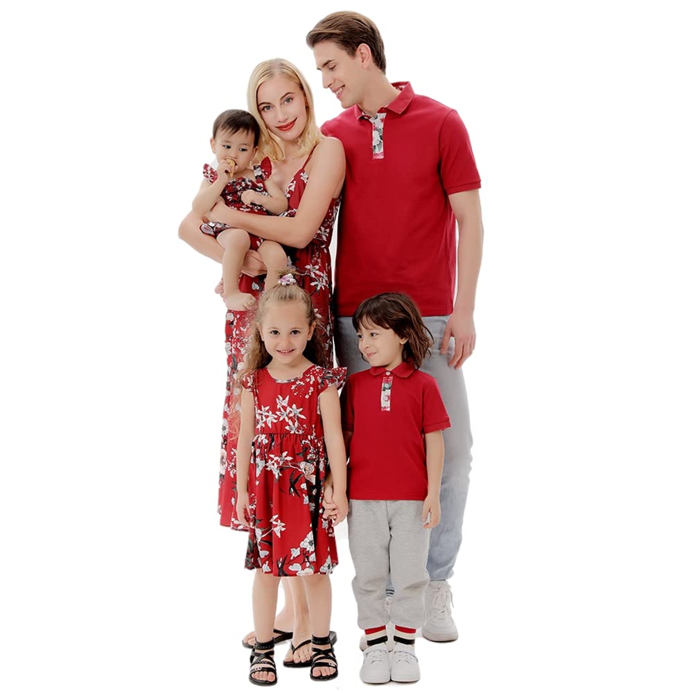 Matching Family Outfits, Mommy and Me Floral Printed Dresses Red T-Shirt  Top Short Sleeve Matching Outfits,Baby Romper : Amazon.co.uk: Fashion