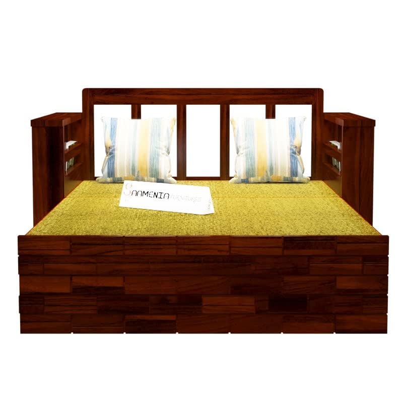 Image of Mamta Furniture Solid Wood Foster 2 Seater Sofa Cum Bed for Living Room | Two Seater Queen Size Sofa Bed for Home | Sofa Com Bed | Sheesham Wood Mahogany Finish