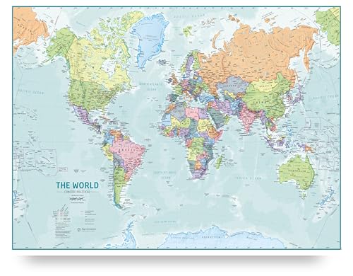Maps International Large World Wall Map for Kids - Educational Poster Learning - Updated 2025 - Laminated - 118.9cm (w) x 84.1cm (h)