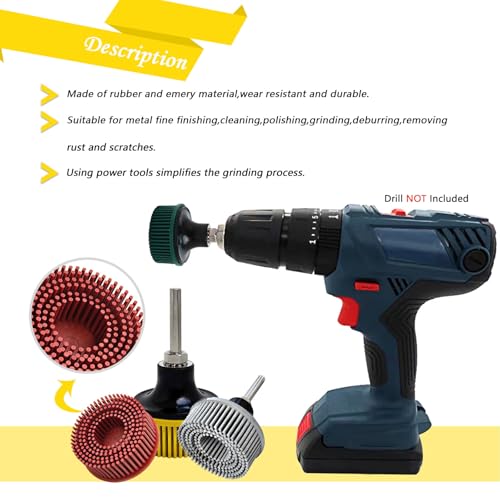 Image of Tools 2 Inch Bristle Disc Bristle Disc Grade - 220# Grit Abrasive Coating Removal Disc for Metal with 6mm Shank Attachment 1set