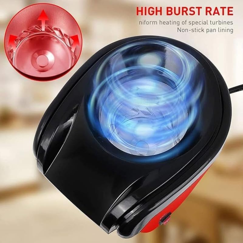 Helfoni Automatic Popcorn Machine Home Use, Electric Big Popcorn Machine, Oil-Free Popcorn Maker Machine, 1200W Hot Air Machine Household Electric Instant 3