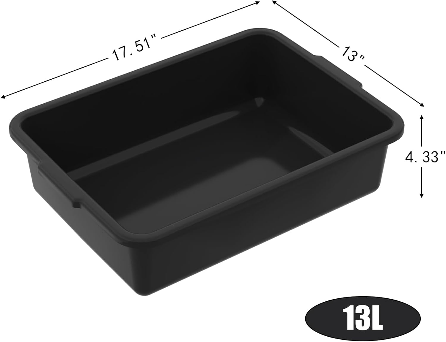 13 L 12-Pack Plastic Commercial Bus Box, Restaurant Dish Bussing Tub, Food Service Bus Bin, Black