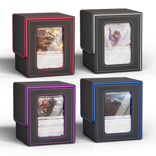 UAONO 4 Pack Commander Deck Box for MTG, Magnetic Card Boxes, Fits 100+ Double-Sleeved Cards, with 8...