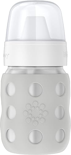 Miniatura 30 de Lifefactory Biberón de cuello ancho aislado al vacío de acero inoxidable de 8 onzas con pezón para sorber, gris piedra, LS2251WCG4 Gris