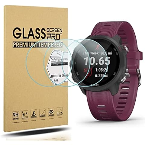 Diruite 3-Pack for Garmin Forerunner 245/245 Music Screen Protector, 2.5D 9H Hardness Tempered Glass Screen Protector for Garmin Forerunner 245/245 Music Smartwatch Cover