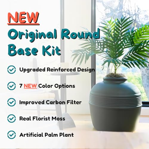 Good Pet Stuff Original Hidden Litter Box Planter, Decorative Cat Litter Enclosure with Carbon Filter, Artificial Palm Plant, Upgraded Design, Easy to Clean, Base Kit, Black Suede by Good Pet Stuff - Image 3