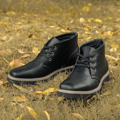 Cowboy Boots for Men - Mens Square Toe Western Chelsea Boots, Lace-Up Desert Chukka Ankle Boots, Casual Classic Dress Shoes Lightweight Memory Foam Shoe Sole3