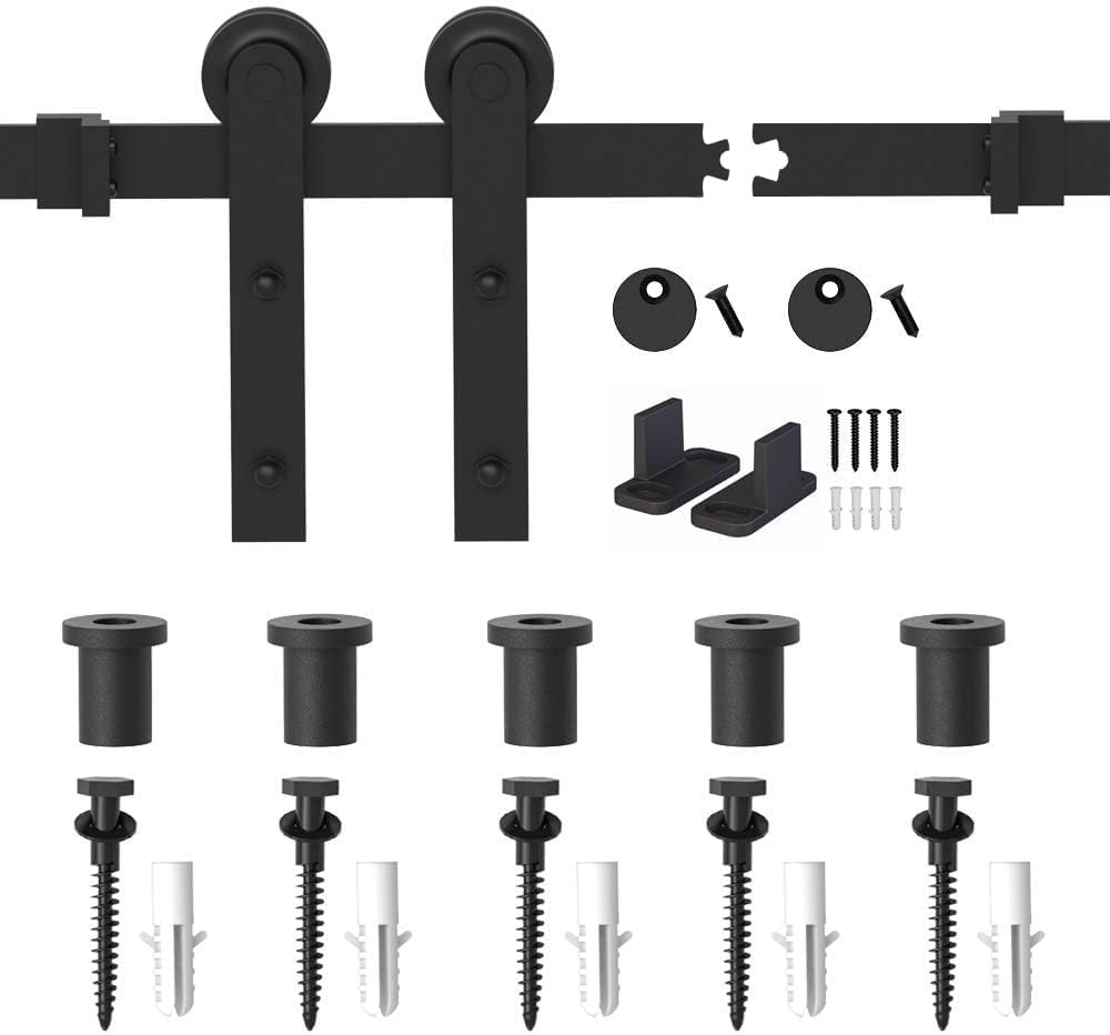 WINSOON Binario scorrevole da 183 cm per porta scorrevole singola con sistema di binari per carichi pesanti, facile da installare