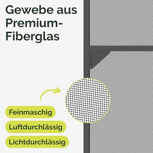 Nematek Insektenschutz Tür Teleskoprahmen - schmale Fliegengitter Tür mit Rahmen für Balkon & Terrasse - 100 x 210 cm teleskopierbare Fliegengitter Tür in anthrazit - Montage erfolgt ohne Zusägen