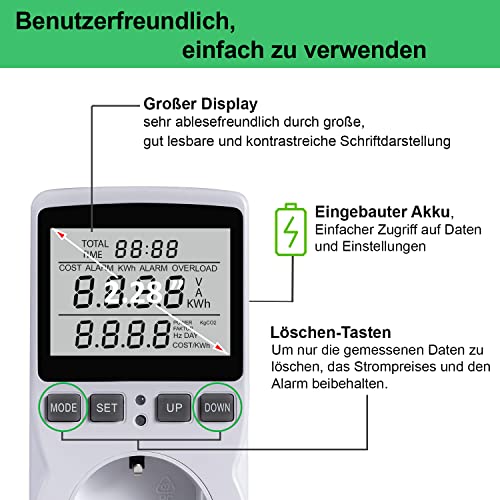 Stromzähler NOVKIT Energiekostenmessgerät für Steckdosen