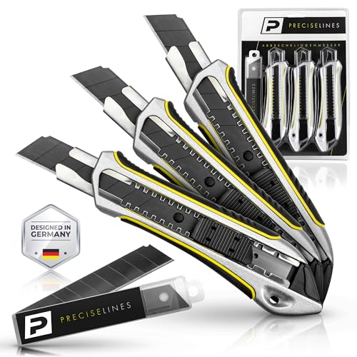 Precise Lines [3er Set] Profi Cuttermesser 18mm |...