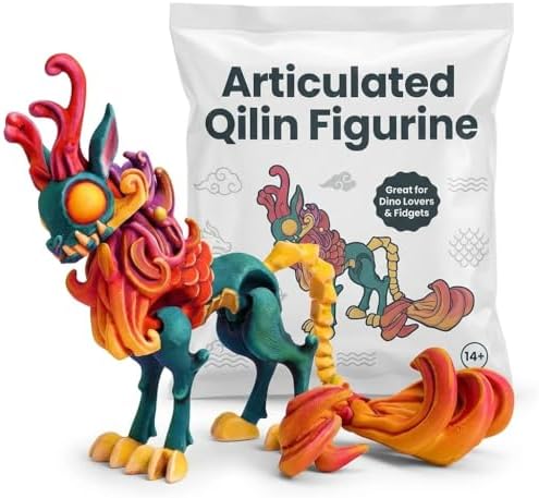 Articulated Qilin Collectible Figurine - Colorful Mythical Creature Desk Decor for Fantasy Lovers and Collectors - 3D Printed in Canada image 3