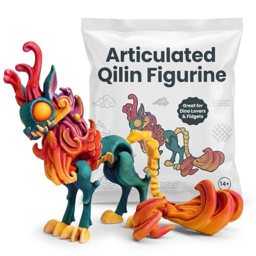 Articulated Qilin Collectible Figurine - Colorful Mythical Creature Desk Decor for Fantasy Lovers and Collectors - 3D Printed in Canada