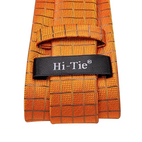 Image of Hi-Tie Men 63inches Tie Set Extra Long Necktie Paisley Tie Pocket Suqare Cufflinks Big and Tall Men Tie