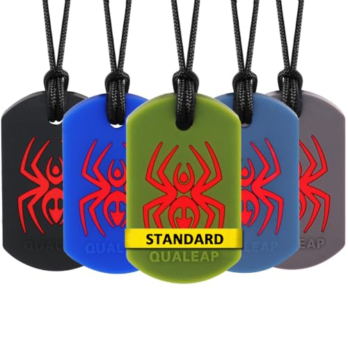 Image of Spider Sensory Chew Necklace for Kids (5 Pack) - Chewing Necklace Teething Necklace Teether Necklace Chew Toys - Designed for Chewing, Autism Sensory Teether Toy (Standard - Moderate Chewer)