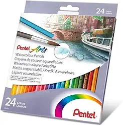 Lápis de Aquarela Para Artes Conjunto 24 Cores Pentel sortido