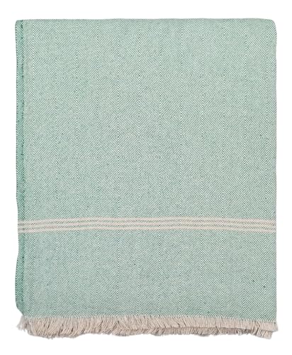 Image of 100% Cotton Soft Beautiful 3D Chek Single Bed Size Skin Friendly Summer Blanket /Khes /Dohar /Top Sheet Set /Chadar (Green)