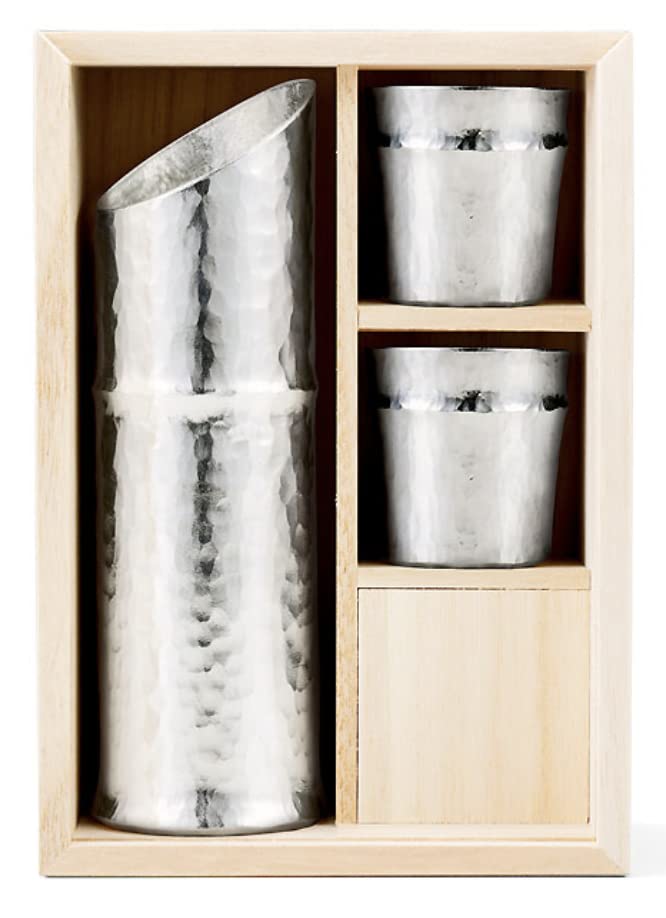 NOUSAKU Bamboo Sake Set - Hammerred, traditional craft, paulownia box, traditional japanese gifts, sake set,