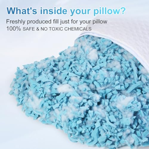 NTCOCO Shredded Memory Foam Bed Pillows for Sleeping Standard Size Set of 2,Cooling Pillows, with Washable Removable Hypoallergenic Sleep Pillow for Back and Side Sleepe - image 5