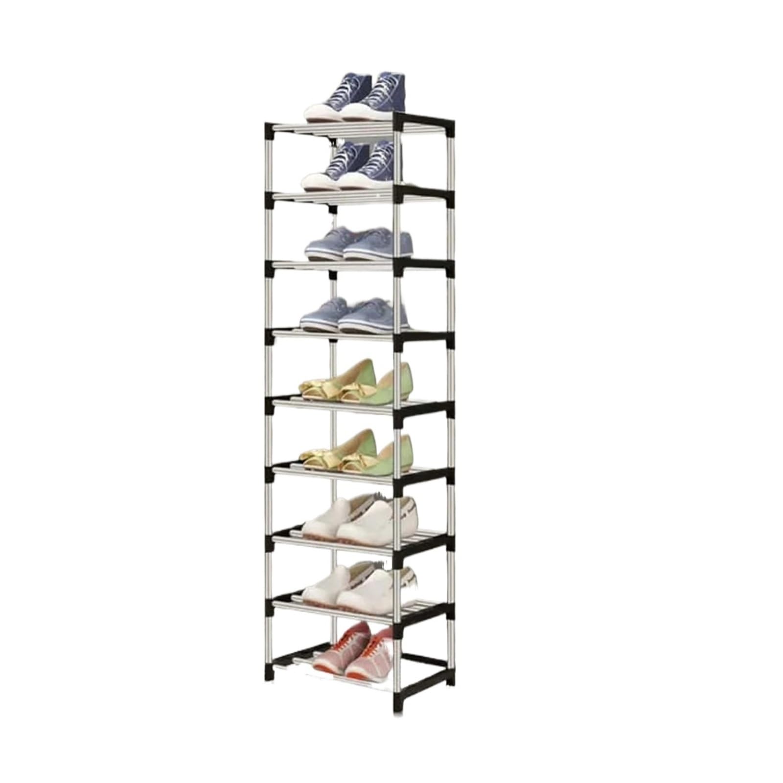 XILEUDUOD Shoe Organizer For Entryway 5-9 Layers Shoe Rack Metal Tube Dustproof Shoe Cabinet, Space Saving Foldable Shoe Organizer For Home Entryway(9th floor)