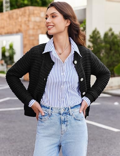 Cardigan Sweaters for Women Open Front Casual Long Sleeve Sweater Coat Trendy Button Down Cropped Jackets4